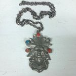 American‎ Indian CHIEF PENDANT with stones and chain Silver Photo 1