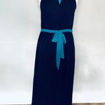 Max Studio Navy Blue Yellow Colorblock Maxi Dress Photo 0