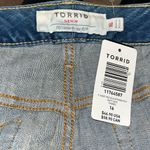 Torrid Midi Jean Short Distressed Denim Embroidered Rainbow Pride Blue 16 Photo 6