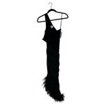Saylor NWT  Hilaria One Shoulder Midi Dress Feather Trim Emerald Black Size XS Photo 3