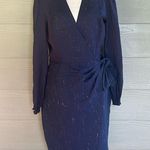 Rebecca Taylor Wool Blend Navy Cross Hatch Dress Photo 1