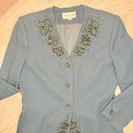 Vintage John Meyer of Norwich beaded beaded skirt suit jacket / blazer 12 wool Green Photo 6