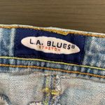 L.A. Blues Denim Skirt Stretch Pockets Light Wash Mini Skirt Embroidered Retro Photo 1