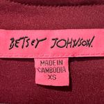 Betsey Johnson  Long Bell Sheer Sleeve Babydoll Mini Dress Burgundy Floral XS Photo 5