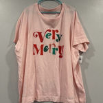 Old Navy  Very Merry Pink Short Sleeve Shirt 3X Photo 0