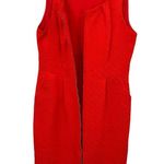 Tory Burch Sz 12 Dress Red Silk Front Zip Sheath Sleeveless Formal Fancy Pockets Photo 2