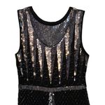 Adrianna Papell  Evening Dress Size 8 Black Beaded Sequins‎ Sleeveless Shift 1920 Photo 4