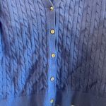 Lands' End Sweater Women's Size XLP Cardigan Sweater Blue Cablenknit V Photo 8