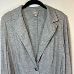 J.Jill Women's Wool Blend Knit Blazer Gray Raw Edge Seam Pockets Capsule Large Photo 1