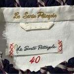 Le Sarte Pettegole Women’s Size 40 S Navy Blue Striped Peplum Button Down Shirt Photo 5