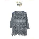 Soft Surroundings Womens Tunic Top Boat Neck Open Crochet Lace Gray Size Medium Photo 5
