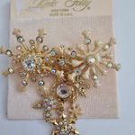 Kirks Folly Snowflake Large Brooch AB Crystal Rhinestones Gold tone metal Photo 0