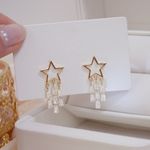 Delicate Star Tassel Earrings for Women,Star Stud Earrings for Girls Gold Photo 0