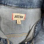 Just USA Womens Boyfriend Denim Button Up Medium Wash Jean Jacket Size XL Photo 7