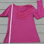 Elle NWT  Pima Cotton Longsleeve Shirt with Pleated Neckline Photo 8