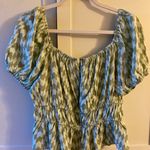 SO Green Patterned Off the Shoulder Short Sleeve Top Photo 2