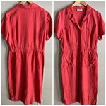 Talbots Linen Blend Shirt-Dress With Pockets Short Sleeve Red Rustic M-L Photo 1