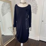 Rock & Roll Cowgirl  Romantic Goth Grunge Black Studded Cinched Midi Dress L Photo 5