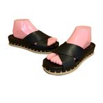 DOLCE VITA "GRACY" BLACK FAUX LEATHER SLIDE ON ESPADRILLE SANDALS (7.5) Photo 3