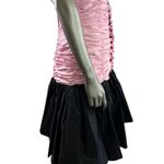 Vintage 1980s Victor Costa Pink and Black Strapless Dress Small Photo 2
