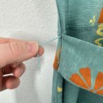 Toad & Co Teal Green Floral Print Short Sleeve Tie Waist Tencel Cotton Dress Photo 12