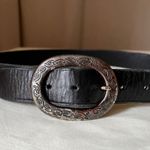Gap Vintage  Black Leather Oval Buckle Belt Size 32 Western Boho Photo 1