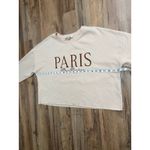 Francesca's Paris Place Vendôme Embroidered Cropped Sweatshirt Beige M Tan Size M Photo 5