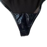 Miss Circle Sheer Mesh Wet Look Faux Leather Underwire Bodysuit Onepiece NWTs Black Size M Photo 3