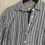 Tommy Hilfiger Tunic Shirt Dress Women Small Blue White Cinch Roll Linen Cotton Photo 4