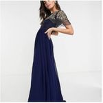 ASOS Virgos Lounge Lena Navy Beaded Maxi Dress Size 6 Photo 13