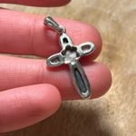 Sterling Silver NWOT Mother of Pearl & Black Onyx Marcasite Cross 925  Pendant Photo 10