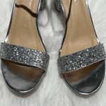 J. Adams Silver Glitter Block Low Heels with ankle strap Size 7.5. B76 Photo 5