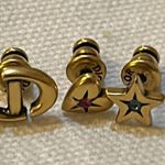 Christian Dior DIOR LUCKY CHARM SET OF STUD Earring Antique Gold-Finish Metal Pink Blue Crystal Photo 3