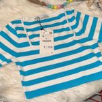 ZARA Blue And White Stripped Crop Top Photo 0