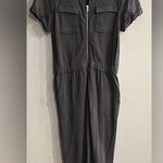 David Lerner  Women’s Black Short Sleeve Zip Up Elastic Waist Jumpsuit Size M Photo 0