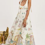 Alemais Artistic Cream Maxi Dress with Multicolor Print White Size 6 Photo 0