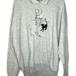 Vintage 80’s Cat embroidered Crewneck Sweatshirt Gray Size XL Photo 0