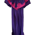 RM Hawaiian Quilt Applique On Off Shoulder Ruffles Muu Muu Midi Dress M Purple Size M Photo 0