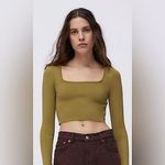 ZARA Square Neck Long Sleeve Crop Top Photo 3