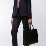 Hugo Boss Colorblock Top Sweater Pink Purple Black Metallic Wool Blend Large Photo 1