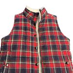 Skies Are Blue  Plaid Fleece-Lined Puffer Vest Red Navy – Size Small – EUC Photo 1