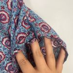Anokhi blue and pink block printed short sleeve blouse size medium Photo 3