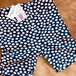 LuLaRoe Medium Biker Shorts • Americana Collection • Navy w/White Flowers • NWT Photo 6