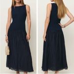 Reformation NWOT  Cyra dropped waist pleated skirt dress midnight navy blue sz 0 Photo 1