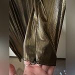 Mac Duggal IEENA  size 12 Gold Metallic Long Sleeve Asymmetrical Gown J1206 Photo 10