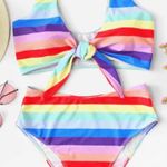 SheIn Tie Front Rainbow Bikini  Photo 0