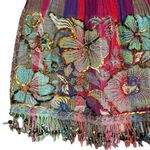 Roja Multicolored Floral Beaded Fringe Wool Skirt XL Purple Photo 2