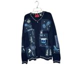 Holiday Lodge North Crest Women’s Full Zip Sweater Cardigan Ski Lodge Sz L(14 Photo 1