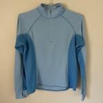 L.L.Bean 1/2 Zip Pullover Sweatshirt Blue with Thumb Holes Size M Photo 0