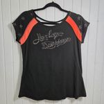 Harley Davidson Cross Back Graphic Cap Sleeve Tshirt‎ Black Size L Size L Photo 1